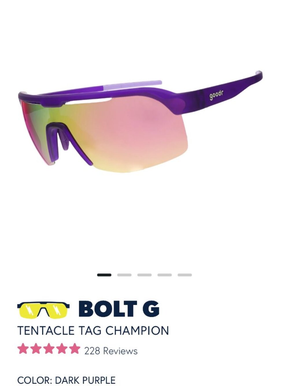 Goodr Bolt G Tentacle Tag Champion Sunglasses